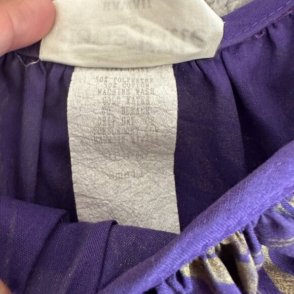 Hans Jutte‎ Hawaii Muumuu Dress Puff Sleeve Purple Gold Ruffled - Picture 8 of 11